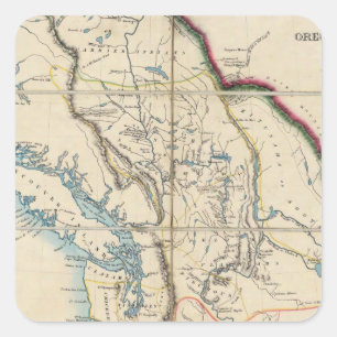 Karte des Oregon-Gebiets 2 Quadratischer Aufkleber