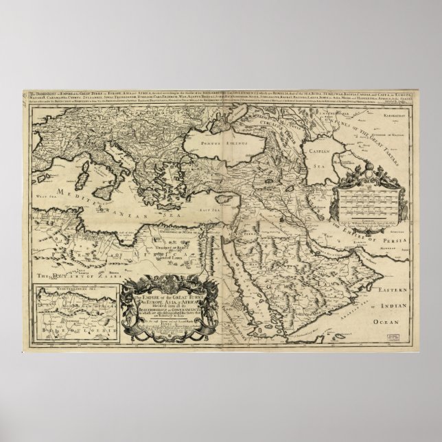 Karte des Osmanischen Reiches (1680) Poster (Vorne)