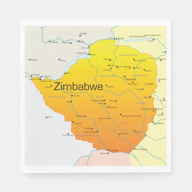 Karte des Papiers Napkins aus Simbabwe Serviette (Vorderseite)