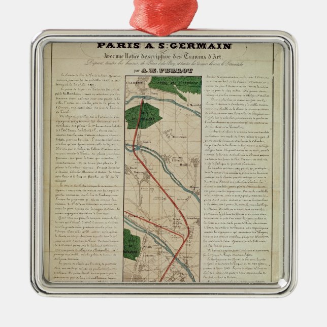 Karte des Paris zu St- Germaineisenbahn, vorbei Silbernes Ornament (Vorne)