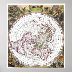 Karte des Quadrats und stationären flachen des Poster