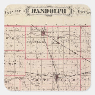 Karte des Randolph-Landkreises Quadratischer Aufkleber