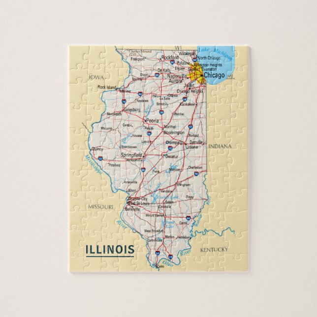 Karte des Reiseziels von Illinois (Vertikal)