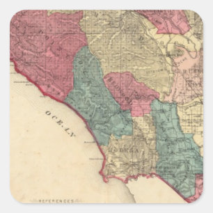 Karte des Sonoma-Landkreises Kalifornien Quadratischer Aufkleber