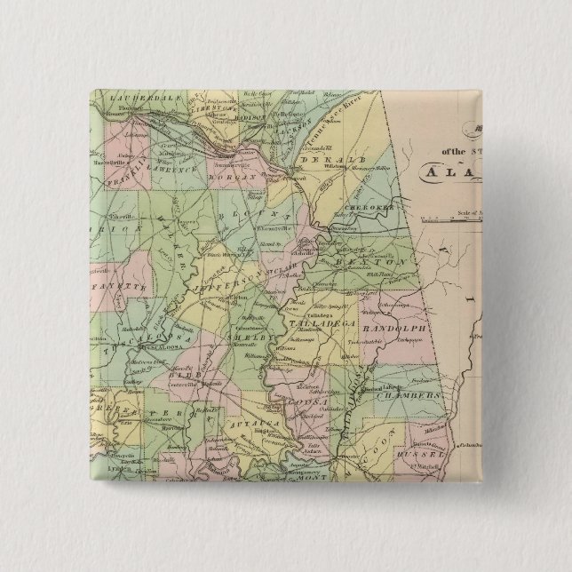 Karte des Staat Alabama 2 Button (Vorderseite)