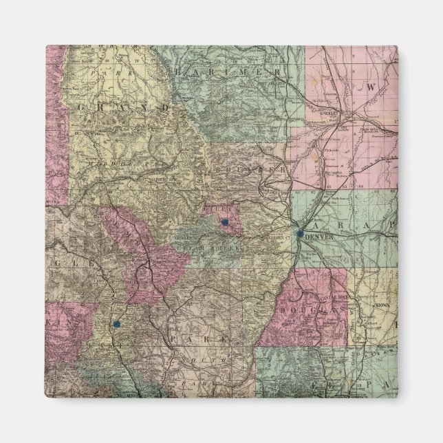 Karte des Staat Colorado Magnet (Vorne)