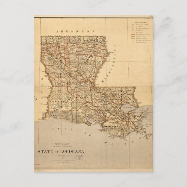 Karte des Staat Louisiana (1876) (Vorderseite)