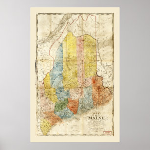 Karte des Staat Maine (1843) Poster
