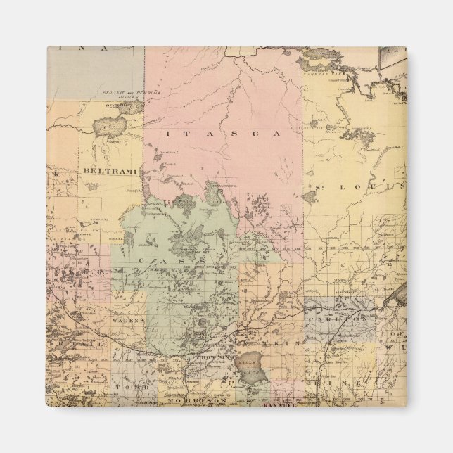 Karte des Staat Minnesota, 1874 Magnet (Vorne)