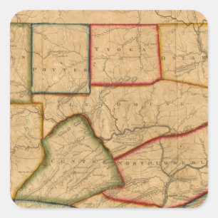 Karte des Staat Pennsylvania Quadratischer Aufkleber