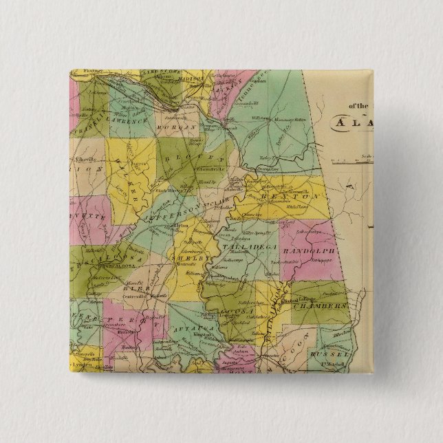 Karte des Staat von Alabama Button (Vorderseite)