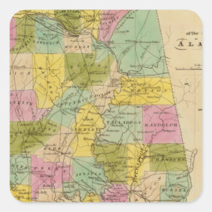 Karte des Staat von Alabama Quadratischer Aufkleber