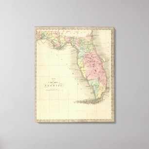 Karte des Staat von Florida Leinwanddruck