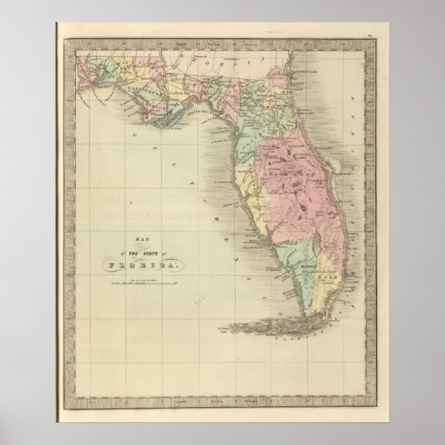 Karte des Staat von Florida Poster (Vorne)