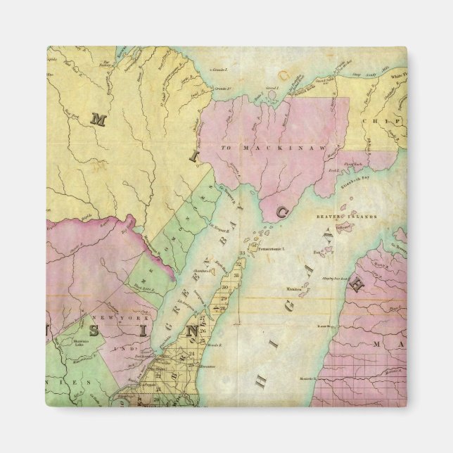 Karte des Staat von Michigan Magnet (Vorne)