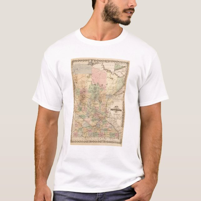 Karte des Staat von Minnesota, 1874 T-Shirt (Vorderseite)