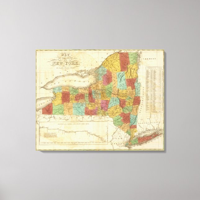 Karte des Staat von New York Leinwanddruck (Vorderseite)