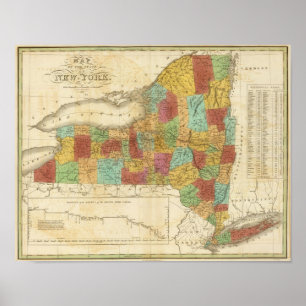Karte des Staat von New York Poster