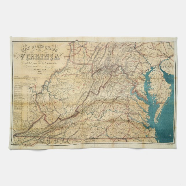 Karte des Staat von Virginia (1862) Handtuch (Horizontal)