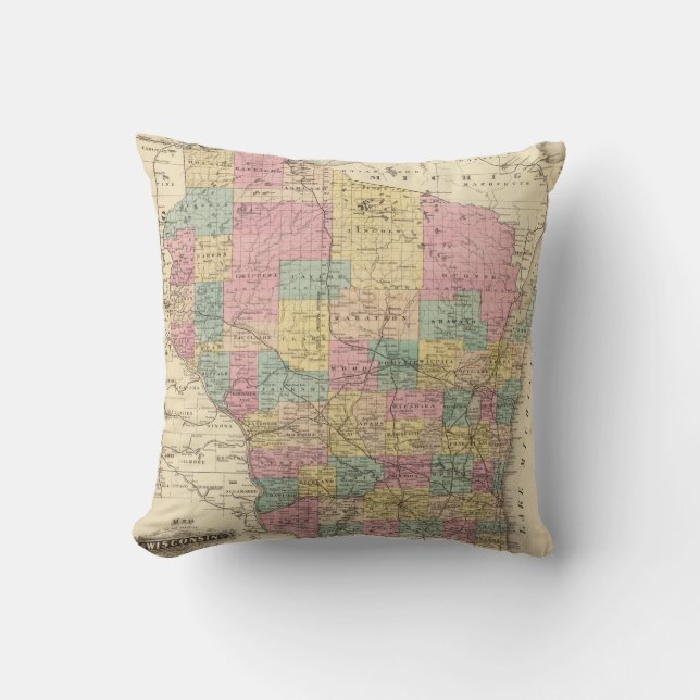 Karte des Staat von Wisconsin Kissen (Vorderseite)