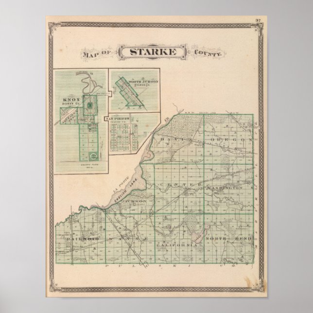 Karte des Starke-Landkreises mit Knox Poster (Vorne)