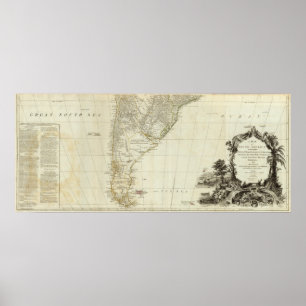 Karte des Südamerika-Abschnitts Poster