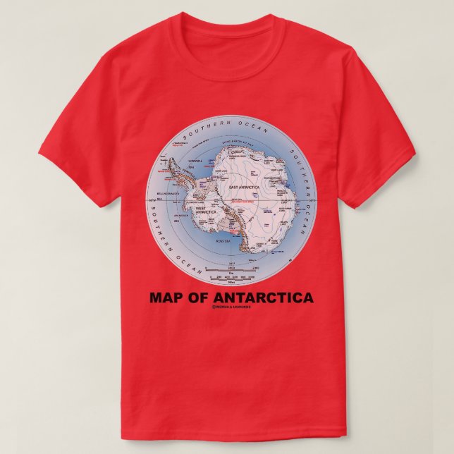 Karte des südlichen Kontinents der Antarktis Geogr T-Shirt (Design vorne)