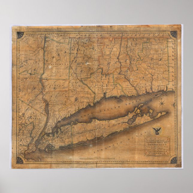 Karte des südlichen Teils des Staat von New York Poster (Vorne)