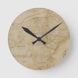 Karte des südöstlichen Teils von Nordamerika, 17 Runde Wanduhr