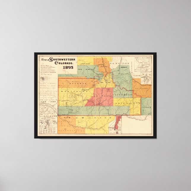 Karte des südwestlichen Colorado (1893) Leinwanddruck (Vorderseite)