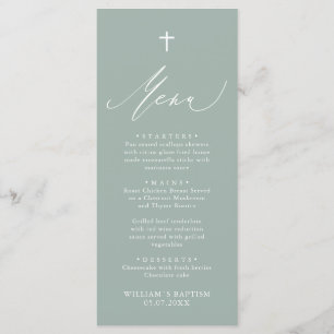 Karte des Taufens-Menüs "Sage Green White Cross Ba
