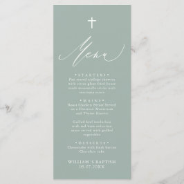 Karte des Taufens-Menüs "Sage Green White Cross Ba