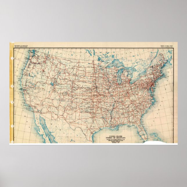 Karte des United Staaten Highway System im Jahr 19 Poster (Vorne)