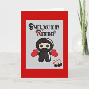 Karte des Valentines Tagesmit niedlichen Ninja