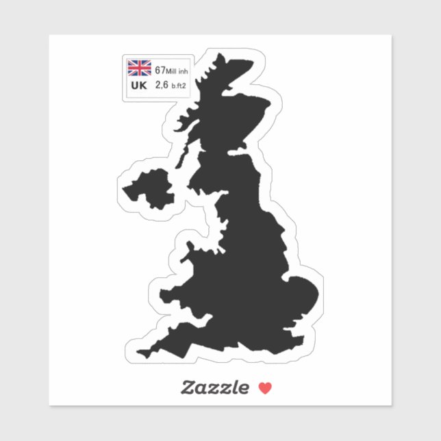 Karte des Vereinigten Königreichs (UK) Aufkleber (Blatt)