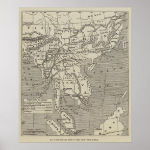 Karte des vorgeschlagenen Weges zur China von Poster