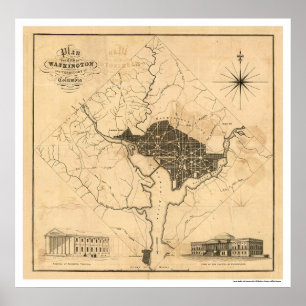 Karte des Washington DC-Stadt-Planes durch Lizars Poster
