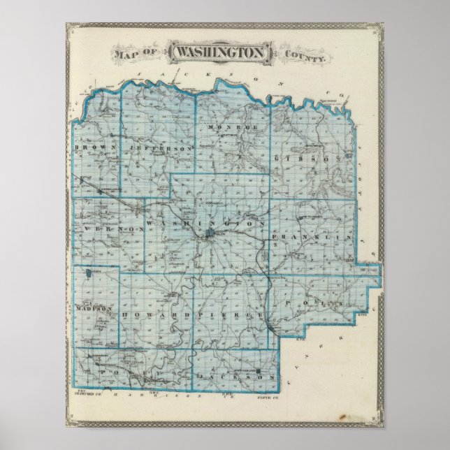 Karte des Washingtoner Landkreises Poster (Vorne)