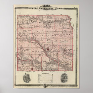Karte des Washingtoner Landkreises, Staat von Iowa Poster