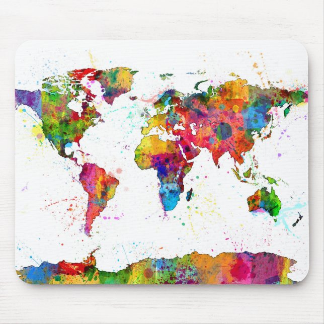 Karte des Weltkarte-Aquarells Mousepad (Vorne)