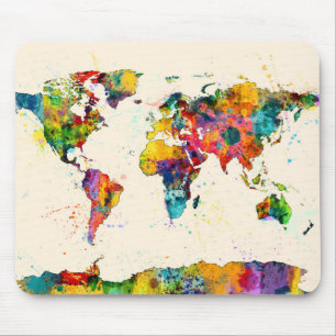 Karte des Weltkarte-Aquarells Mousepad