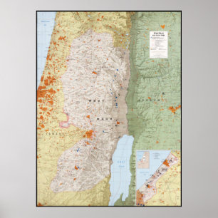 Karte des Westjordanlands und des Gazastreifens Poster