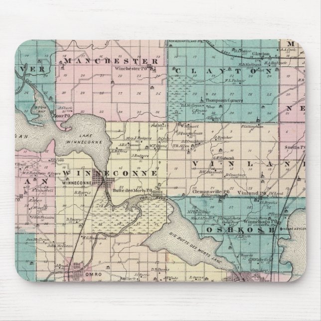 Karte des Winnebago Landkreises, Staat von Wiscons Mousepad (Vorne)