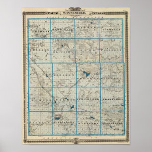 Karte des Winneshiek County, Bundesstaat Iowa Poster