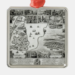 Karte des zivilen Krieges England und der Ansicht Ornament Aus Metall