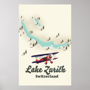 Karte des Zürichsees Schweiz Poster