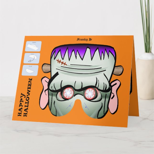 Karte DIY Monster-Papier-Masken-Halloweens XL - (Vorderseite)