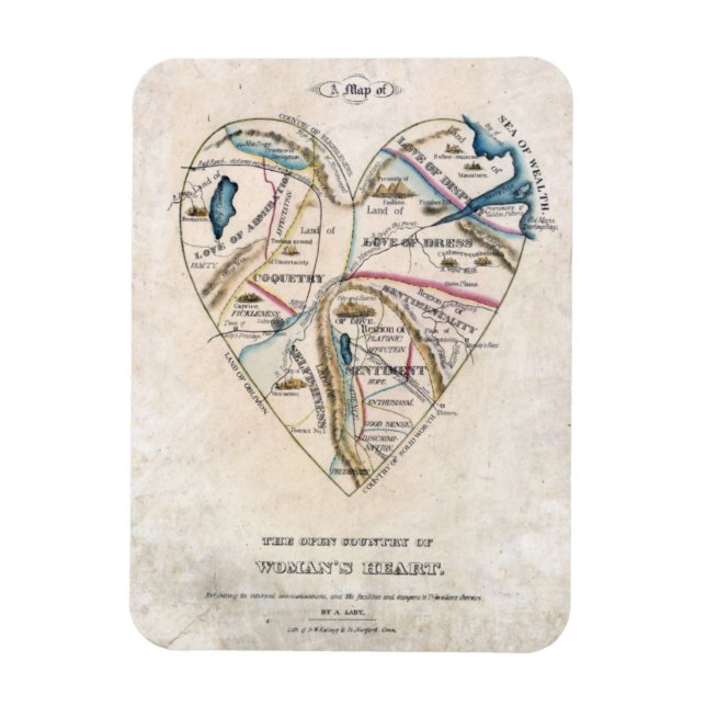 Karte eines weiblichen Herzens Magnet (Vertikal)