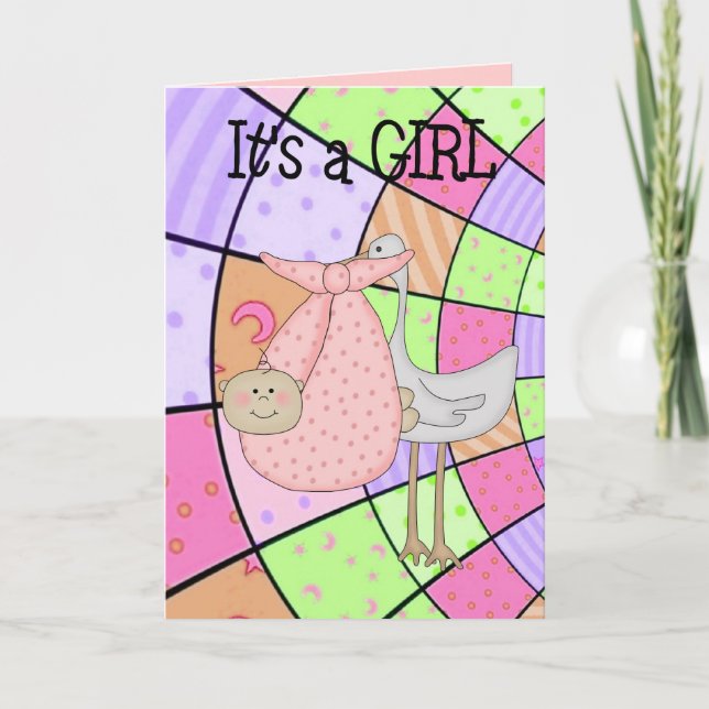Karte Es ist eine Girl New Baby Ankündigung (Vorderseite)