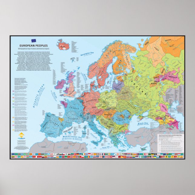 Karte ethnographique des peuples d'Europe Poster (Vorne)
